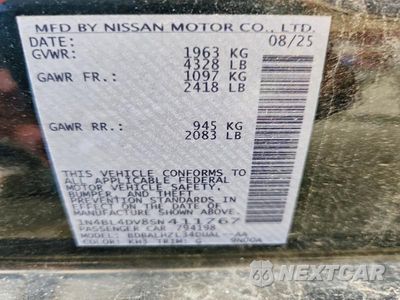 Zdjęcie 12 z 12 samochodu: 2025 NISSAN ALTIMA SV VIN:1N4BL4DV8SN411767 - miniatura