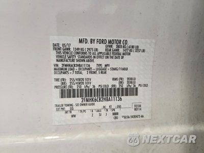Zdjęcie 13 z 13 samochodu: 2017 FORD FLEX SEL VIN:2FMHK6C82HBA11136 - miniatura