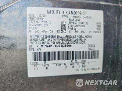 Zdjęcie 12 z 12 samochodu: 2020 FORD EDGE TITANIUM VIN:2FMPK4K94LBB35606 - miniatura