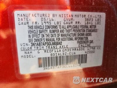 Zdjęcie 13 z 13 samochodu: 2016 NISSAN SENTRA SV VIN:3N1AB7AP3GL665042 - miniatura