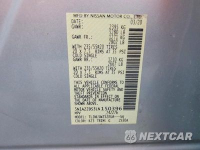 Zdjęcie 13 z 13 samochodu: 2020 NISSAN MURANO PLATINUM VIN:5N1AZ2DS3LN150396 - miniatura