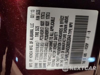 Zdjęcie 14 z 14 samochodu: 2013 HONDA ODYSSEY EX VIN:5FNRL5H45DB053044 - miniatura