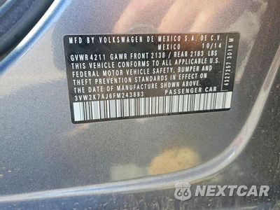Zdjęcie 12 z 12 samochodu: 2015 VOLKSWAGEN JETTA BASE VIN:3VW2K7AJ6FM243883 - miniatura