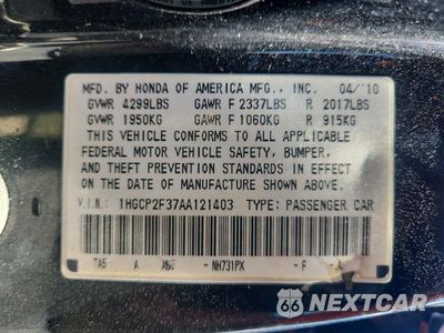 Zdjęcie 13 z 13 samochodu: 2010 HONDA ACCORD LX VIN:1HGCP2F37AA121403 - miniatura