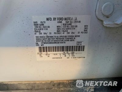 Zdjęcie 13 z 13 samochodu: 2021 FORD EXPLORER VIN:1FMSK8BB4MGB18478 - miniatura