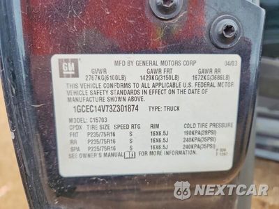 Zdjęcie 12 z 12 samochodu: 2003 CHEVROLET SILVERADO C1500 VIN:1GCEC14V73Z301874 - miniatura