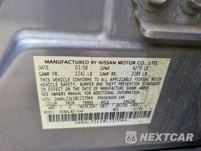 Zdjęcie 12 z 12 samochodu: 2008 NISSAN ALTIMA 2.5 VIN:1N4AL21E18C237064 - miniatura