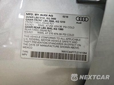 Zdjęcie 14 z 14 samochodu: 2018 AUDI SQ5 PRESTIGE VIN:WA1C4AFY7J2141054 - miniatura