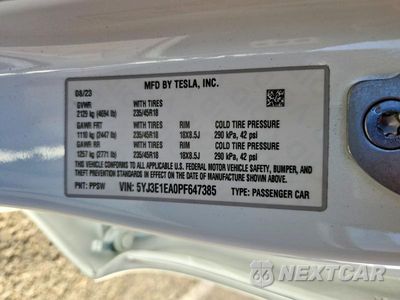 Zdjęcie 12 z 12 samochodu: 2023 TESLA MODEL 3 VIN:5YJ3E1EA0PF647385 - miniatura