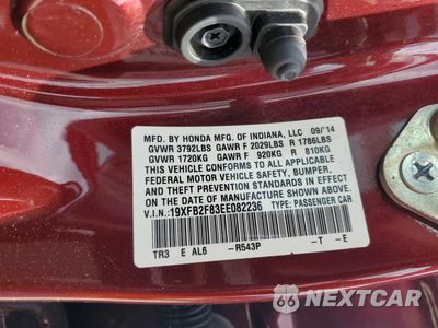 Zdjęcie 12 z 12 samochodu: 2014 HONDA CIVIC EX VIN:19XFB2F83EE082236 - miniatura