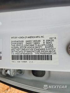 Zdjęcie 13 z 13 samochodu: 2018 HONDA ACCORD SPORT VIN:1HGCV2F36JA025123 - miniatura