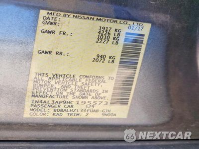 Zdjęcie 12 z 12 samochodu: 2017 NISSAN ALTIMA 2.5 SR VIN:1N4AL3AP9HC195573 - miniatura