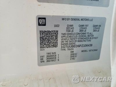 Zdjęcie 12 z 12 samochodu: 2023 GMC SIERRA K1500 SLE VIN:1GTUUBED6PZ106438 - miniatura