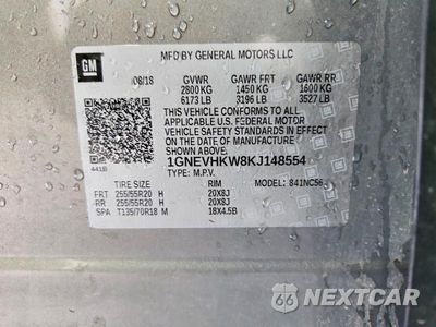 Zdjęcie 13 z 13 samochodu: 2019 CHEVROLET TRAVERSE LT VIN:1GNEVHKW8KJ148554 - miniatura
