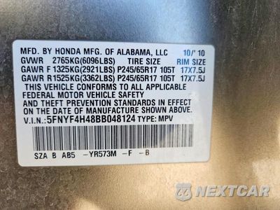Zdjęcie 12 z 12 samochodu: 2011 HONDA PILOT EX VIN:5FNYF4H48BB048124 - miniatura