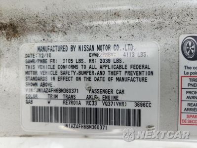 Zdjęcie 12 z 12 samochodu: 2011 NISSAN 370Z ROADSTER VIN:JN1AZ4FH6BM360371 - miniatura
