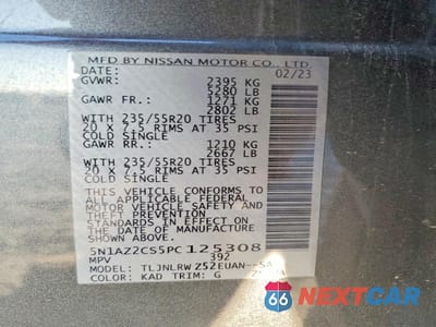 Zdjęcie 12 z 12 samochodu: 2023 NISSAN MURANO SL VIN:5N1AZ2CS5PC125308 - miniatura