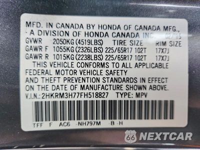 Zdjęcie 13 z 13 samochodu: 2015 HONDA CR-V EXL VIN:2HKRM3H77FH518827 - miniatura