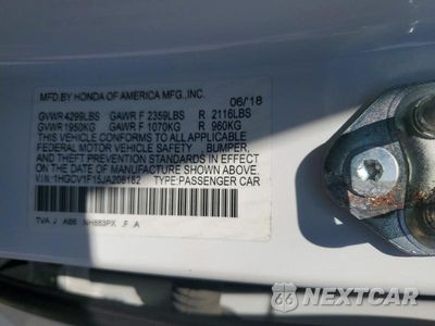Zdjęcie 12 z 12 samochodu: 2018 HONDA ACCORD LX VIN:1HGCV1F15JA208182 - miniatura