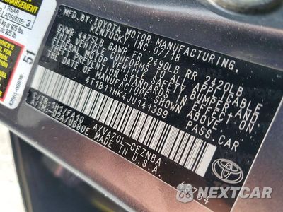 Zdjęcie 12 z 12 samochodu: 2018 TOYOTA CAMRY LE VIN:4T1B11HK4JU141399 - miniatura