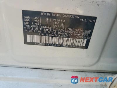 Zdjęcie 12 z 12 samochodu: 2019 SUBARU LEGACY 2.5I PREMIUM VIN:4S3BNAF60K3014512 - miniatura
