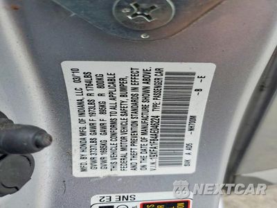 Zdjęcie 12 z 12 samochodu: 2010 HONDA CIVIC EX VIN:19XFA1F84AE046224 - miniatura