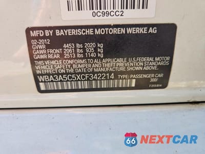 Zdjęcie 12 z 12 samochodu: 2012 BMW 328 I VIN:WBA3A5C5XCF342214 - miniatura