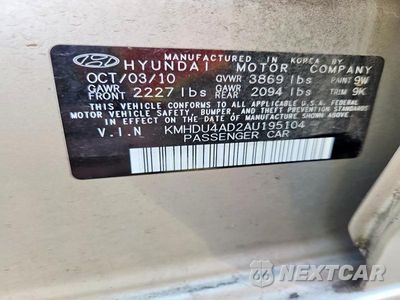 Zdjęcie 12 z 12 samochodu: 2010 HYUNDAI ELANTRA GLS VIN:KMHDU4AD2AU195104 - miniatura