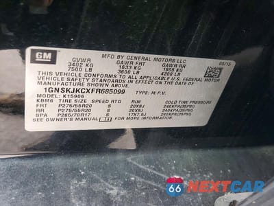 Zdjęcie 13 z 13 samochodu: 2015 CHEVROLET SUBURBAN K1500 LT VIN:1GNSKJKCXFR685099 - miniatura