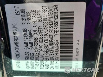 Zdjęcie 12 z 12 samochodu: 2018 HONDA ACCORD EXL VIN:1HGCV1F53JA078275 - miniatura