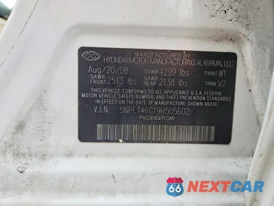 Zdjęcie 12 z 12 samochodu: 2009 HYUNDAI SONATA GLS VIN:5NPET46C19H505602 - miniatura
