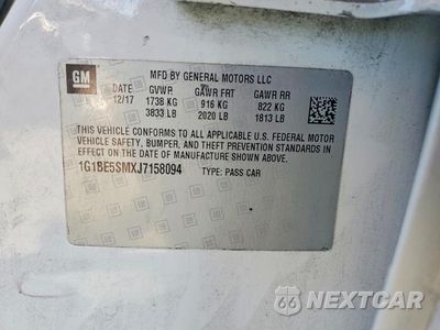 Zdjęcie 12 z 12 samochodu: 2019 CHEVROLET CRUZE LT VIN:1G1BE5SMXJ7158094 - miniatura