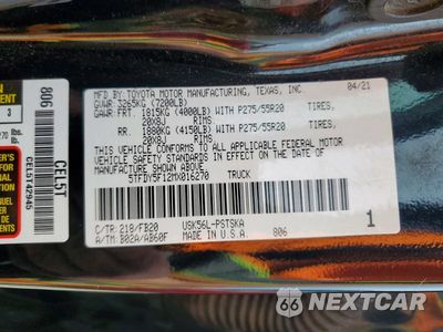Zdjęcie 12 z 12 samochodu: 2021 TOYOTA TUNDRA SR5 VIN:5TFDY5F12MX016270 - miniatura