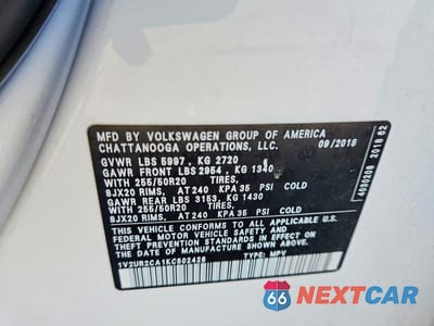 Zdjęcie 13 z 13 samochodu: 2019 VOLKSWAGEN ATLAS SE VIN:1V2UR2CA1KC502426 - miniatura