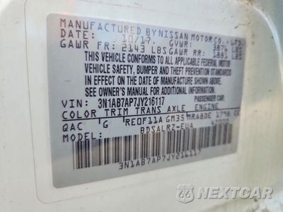 Zdjęcie 12 z 12 samochodu: 2018 NISSAN SENTRA SR VIN:3N1AB7AP7JY216117 - miniatura