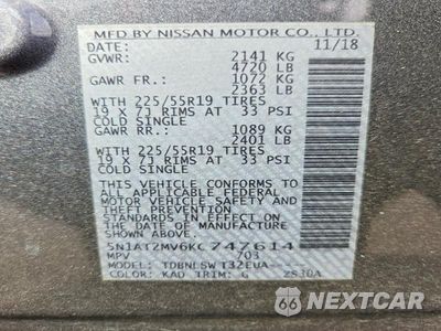 Zdjęcie 13 z 13 samochodu: 2019 NISSAN ROGUE SL VIN:5N1AT2MV6KC747614 - miniatura
