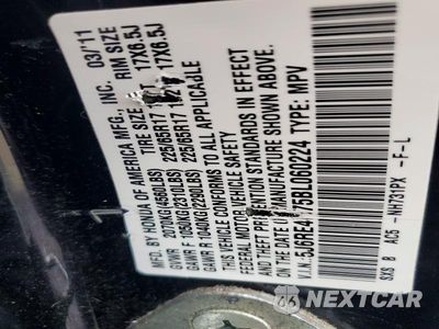 Zdjęcie 13 z 13 samochodu: 2011 HONDA CR-V EXL VIN:5J6RE4H75BL060224 - miniatura