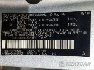 Zdjęcie 13 z 13 samochodu: 2019 TOYOTA HIGHLANDER XLE VIN:5TDJZRFH8KS565141 - miniatura