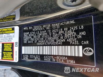 Zdjęcie 12 z 12 samochodu: 2023 LEXUS ES 300H BASE VIN:58ADA1C1XPU029540 - miniatura