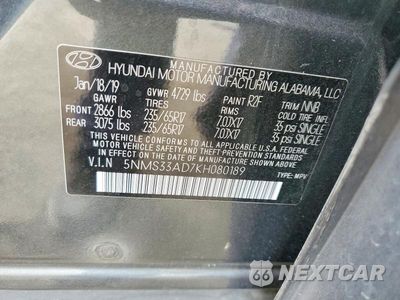 Zdjęcie 13 z 13 samochodu: 2019 HYUNDAI SANTA FE SEL 2.4L VIN:5NMS33AD7KH080189 - miniatura
