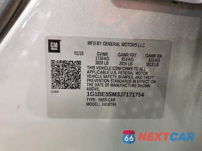 Zdjęcie 12 z 12 samochodu: 2018 CHEVROLET CRUZE LT VIN:1G1BE5SM3J7171754 - miniatura