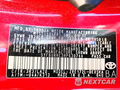 Zdjęcie 12 z 12 samochodu: 2017 TOYOTA COROLLA XSE VIN:5YFBURHE3HP630744 - miniatura