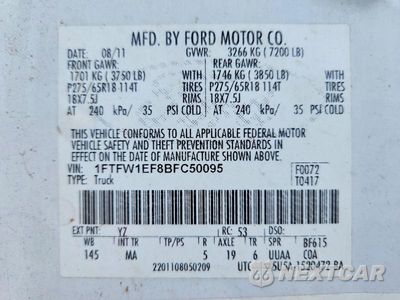 Zdjęcie 12 z 12 samochodu: 2011 FORD F150 SUPERCREW VIN:1FTFW1EF8BFC50095 - miniatura