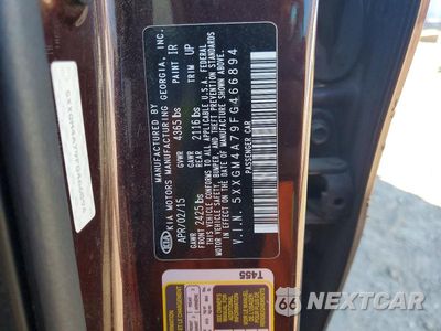 Zdjęcie 12 z 12 samochodu: 2015 KIA OPTIMA LX VIN:5XXGM4A79FG466894 - miniatura