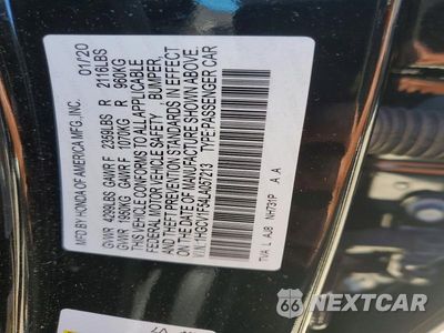 Zdjęcie 12 z 12 samochodu: 2020 HONDA ACCORD EXL VIN:1HGCV1F54LA057213 - miniatura