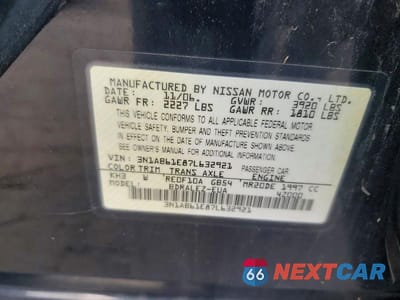 Zdjęcie 12 z 12 samochodu: 2007 NISSAN SENTRA 2.0 VIN:3N1AB61E87L632921 - miniatura