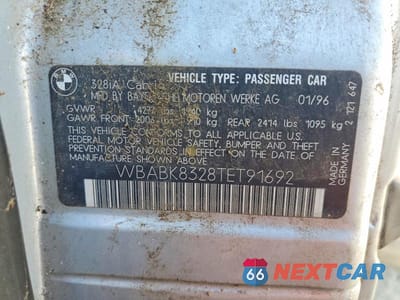 Zdjęcie 12 z 12 samochodu: 1996 BMW 3 SERIES 328 IC AUTOMATIC VIN:WBABK8328TET91692 - miniatura