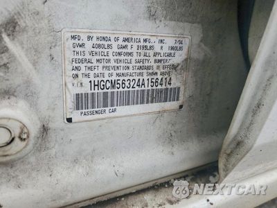 Zdjęcie 12 z 12 samochodu: 2004 HONDA ACCORD LX VIN:1HGCM56324A156414 - miniatura