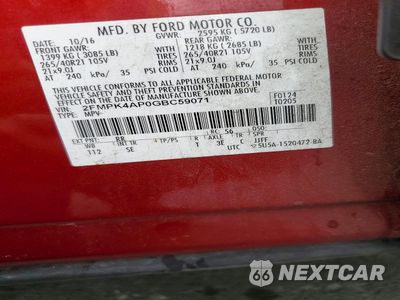 Zdjęcie 13 z 13 samochodu: 2016 FORD EDGE SPORT VIN:2FMPK4AP0GBC59071 - miniatura