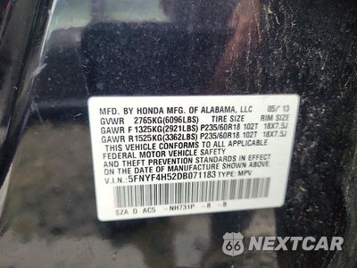 Zdjęcie 13 z 13 samochodu: 2013 HONDA PILOT EXL VIN:5FNYF4H52DB071183 - miniatura